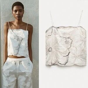 NWT Elegant Floral embroidered White Top